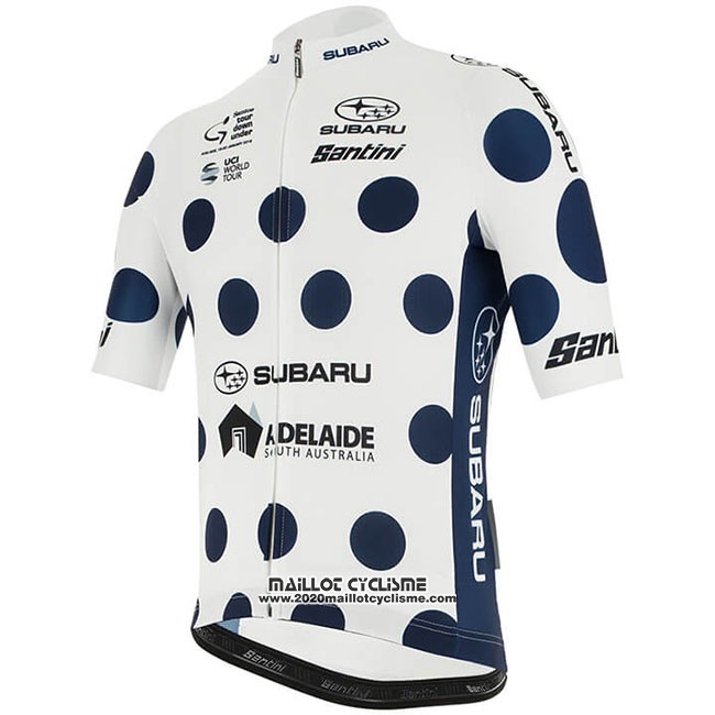 2019 Maillot Ciclismo Tour Down Under Bleu Blanc Manches Courtes et Cuissard